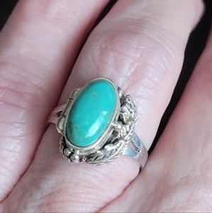 Genuine sterling silver and turquoise "poison ring"